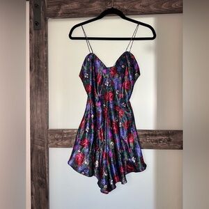 Floral Spaghetti Strap Slip Romper